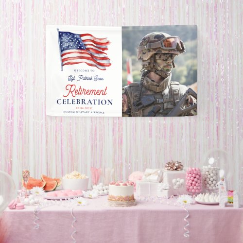 Modern American Flag Army Retirement Welcome Sign