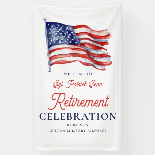  Modern American Flag Army Retirement Welcome Sign (Vertical)