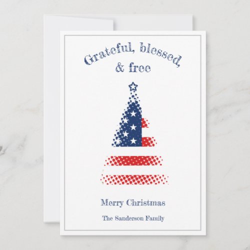 Modern American Flag Christmas Tree  Holiday Card