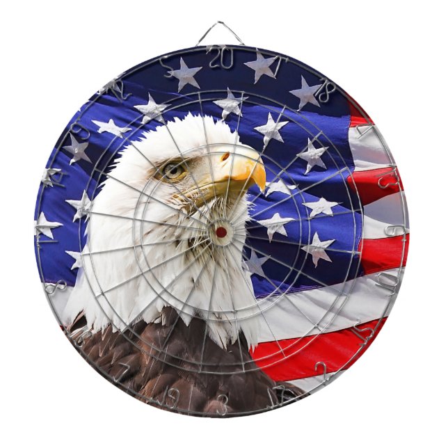 Modern American Flag Family Party Dart Board (Front)