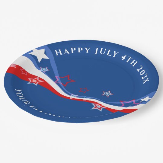 Modern American flag July 4th design Paper Plates
