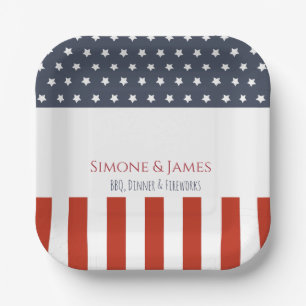 Modern American Flag July 4th Party Decor Paper Plates