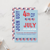 Modern American Flag Patriotic 4th Of July  Invitation
