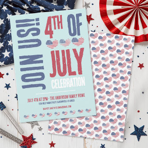 Modern American Flag Patriotic 4th Of July Invitation