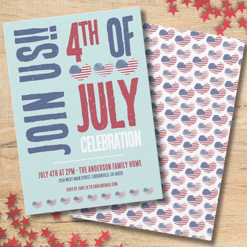 Modern American Flag Patriotic 4th Of July Invitation