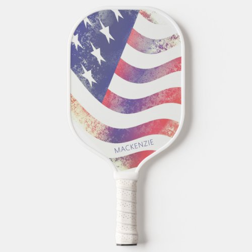 Modern American Flag Personalized Pickleball Paddle