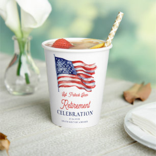 Modern American Flag Photo Army Retirement Paper Cups