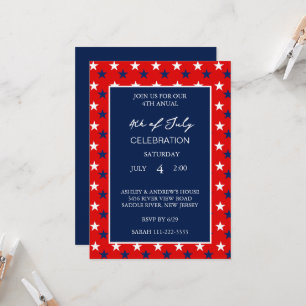Modern American Flag Red White And Blue Patriotic Invitation