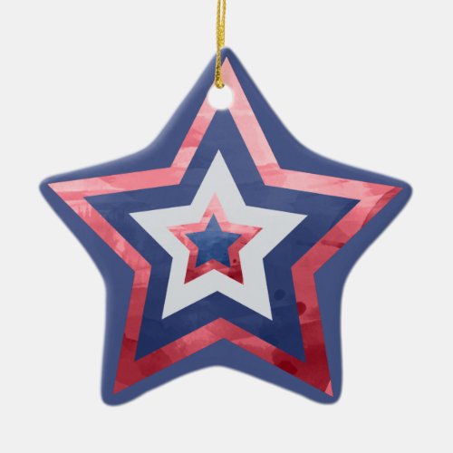 Modern American Flag Stars Red White Blue Ceramic Ornament