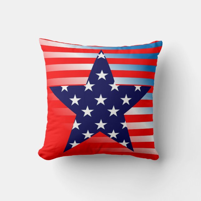 Modern American Flag Throw Pillow (Front)