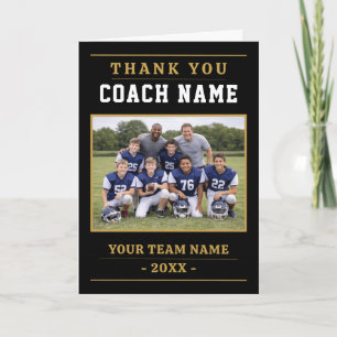 Modern American Football Team Photo Coach Letterpress Thank You Card