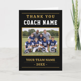 Modern American Football Team Photo Coach Thank You Card
