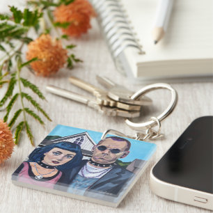 Modern American Gothic Art- Grant Woods Inspired Keychain