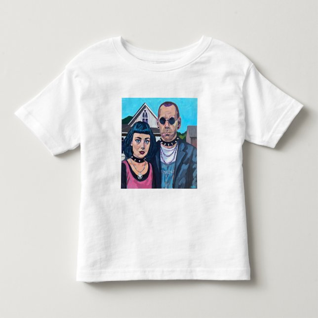 Modern American Gothic Art - Grant Woods Inspired Toddler T-shirt (Front)