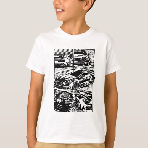 MODERN AMERICAN MUSCLE CAR BLACK  WHITE T_Shirt