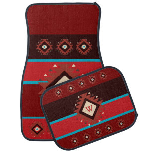 Modern American Native Influenced Pattern Monogram Car Floor Mat