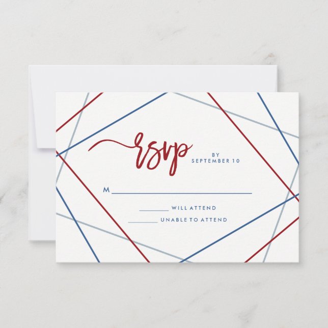 Modern American | Patriotic Geometric Wedding RSVP (Front)