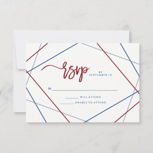 Modern American  Patriotic Geometric Wedding RSVP