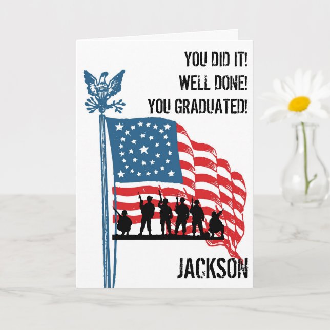 Modern American Personalized Army Graduation Card (Small Plant)