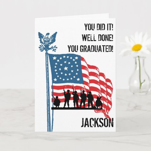Modern American Personalized Army Graduation Card