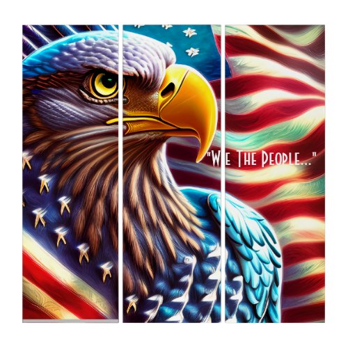 Modern American Red White Blue Flag Triptych