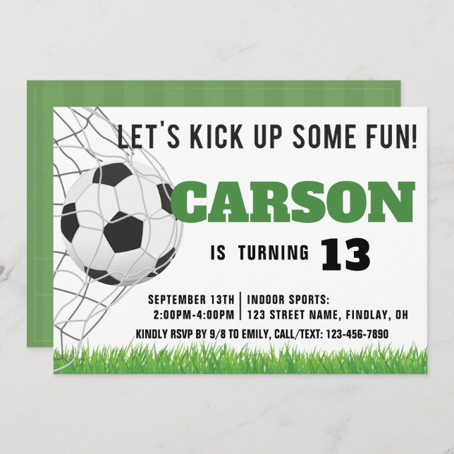 Modern American Soccer Ball Sports Birthday Party Invitation (Front/Back)