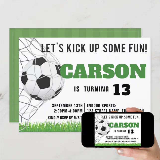 Modern American Soccer Ball Sports Birthday Party Invitation | Zazzle