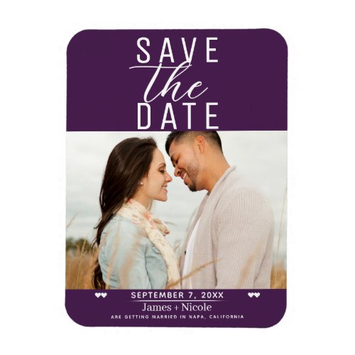 Modern Amethyst Purple Save the Date Wedding Photo Magnet