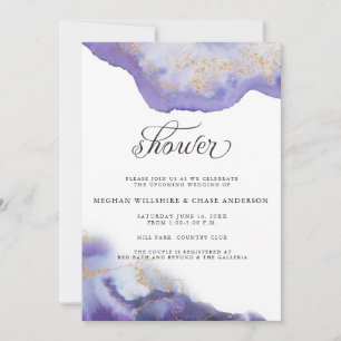 Modern Amethyst Watercolor Geode BarefootBride™ Invitation