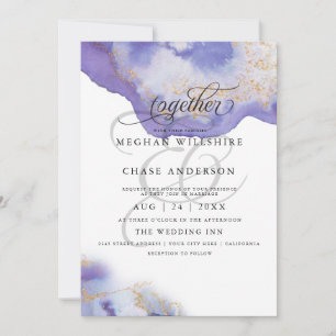 Modern Amethyst Watercolor Geode BarefootBride™ Invitation