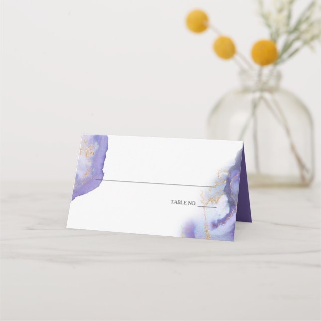 Modern Amethyst Watercolor Geode  BarefootBride™ Place Card (Front)