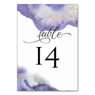Modern Amethyst Watercolor Geode  BarefootBride™ Table Number