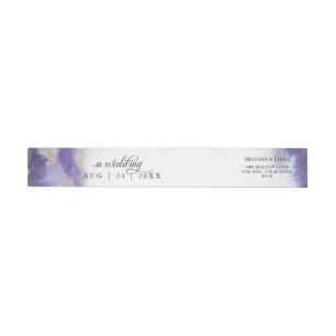 Modern Amethyst Watercolor Geode  BarefootBride™ Wrap Around Label