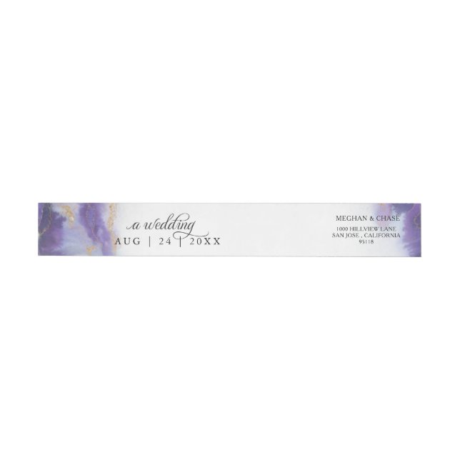 Modern Amethyst Watercolor Geode  BarefootBride™ Wrap Around Label (Individual)