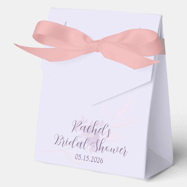 Modern Amethyst Watercolor Minimal Bridal Shower Favor Boxes (Front)