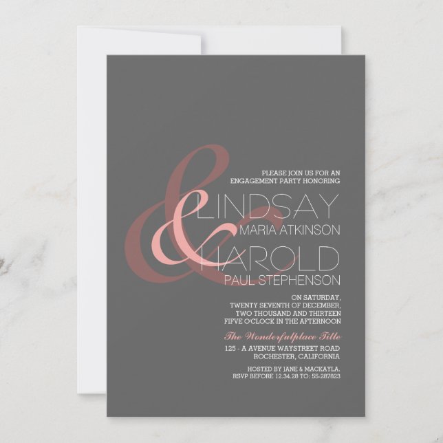 modern ampersand engagement party invitation (Front)