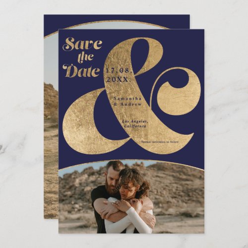 Modern ampersand gold 2 photos save the date