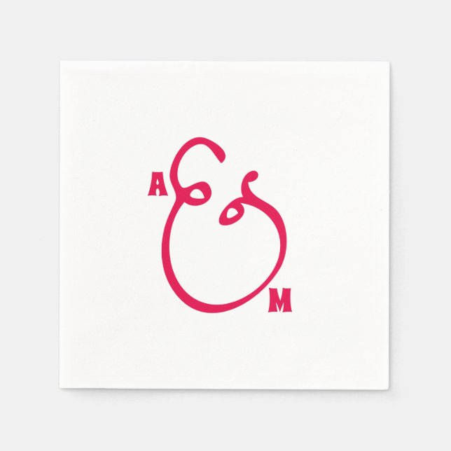 Modern Ampersand Monogrammed Wedding Napkins (Front)