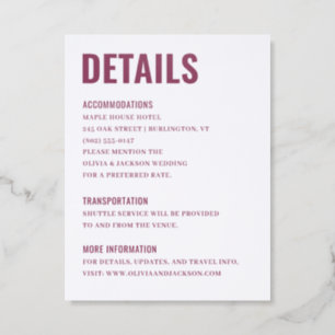 Modern Ampersand Wedding Details Letterpress Enclosure Card