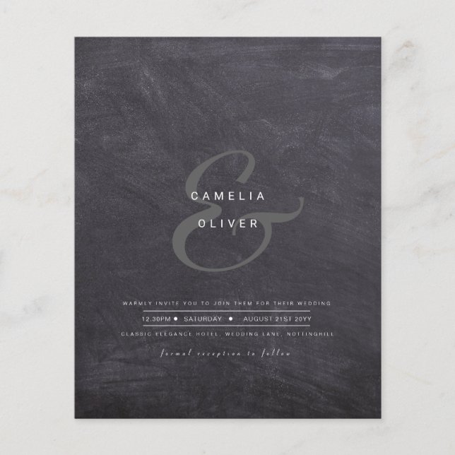 Modern Ampersand Wedding Invite QR Code RSVP (Front)