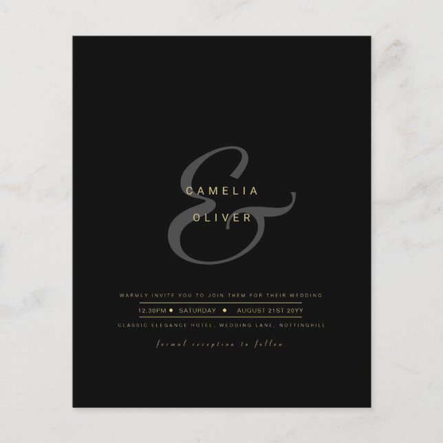 Modern Ampersand Wedding Invite QR Code RSVP Flyer (Front)