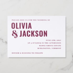 Modern Ampersand Wedding Letterpress Invitation