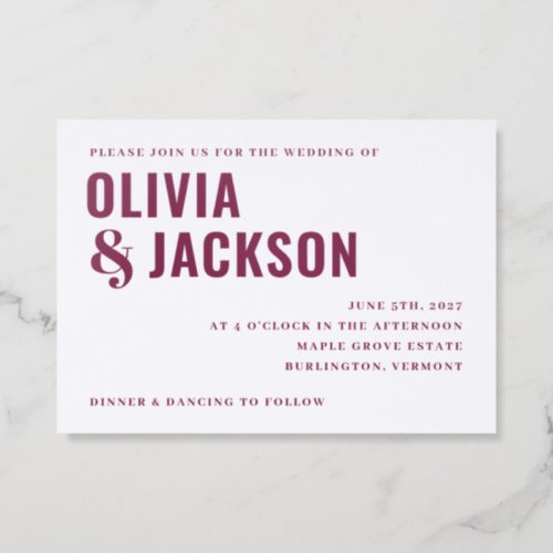Modern Ampersand Wedding Letterpress Invitation