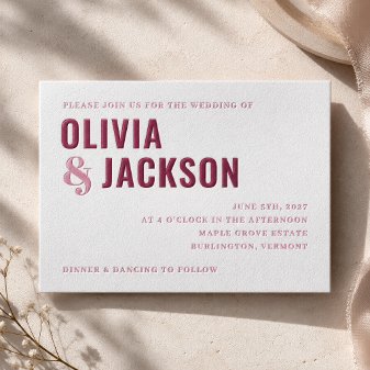 Modern Ampersand Wedding Letterpress Invitation