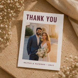 Modern Ampersand Wedding Photo Thank You Letterpress Photo Cards