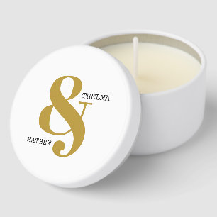Modern Ampersand with Names Wedding Candles Mini Candle Favors