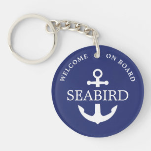Modern Anchor Boat Name Nautical Custom Keychain