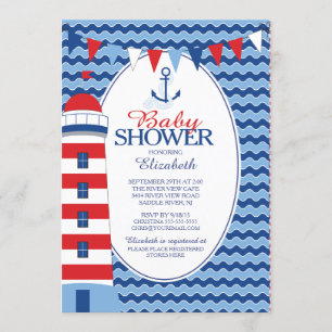 Modern Anchor Nautical Boys Baby Shower Invitation