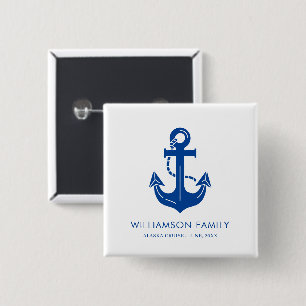 Modern Anchor Nautical Family Cruise Design Button
