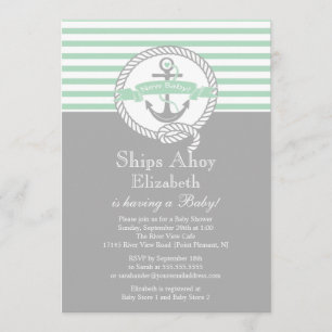 Modern Anchor Nautical  NeutralBaby Shower Invitation